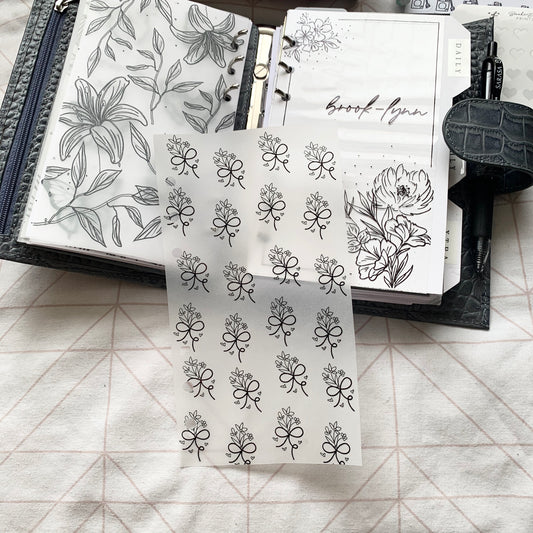 Printed Vellum X Acetate Planner Dashboard- Bow florals