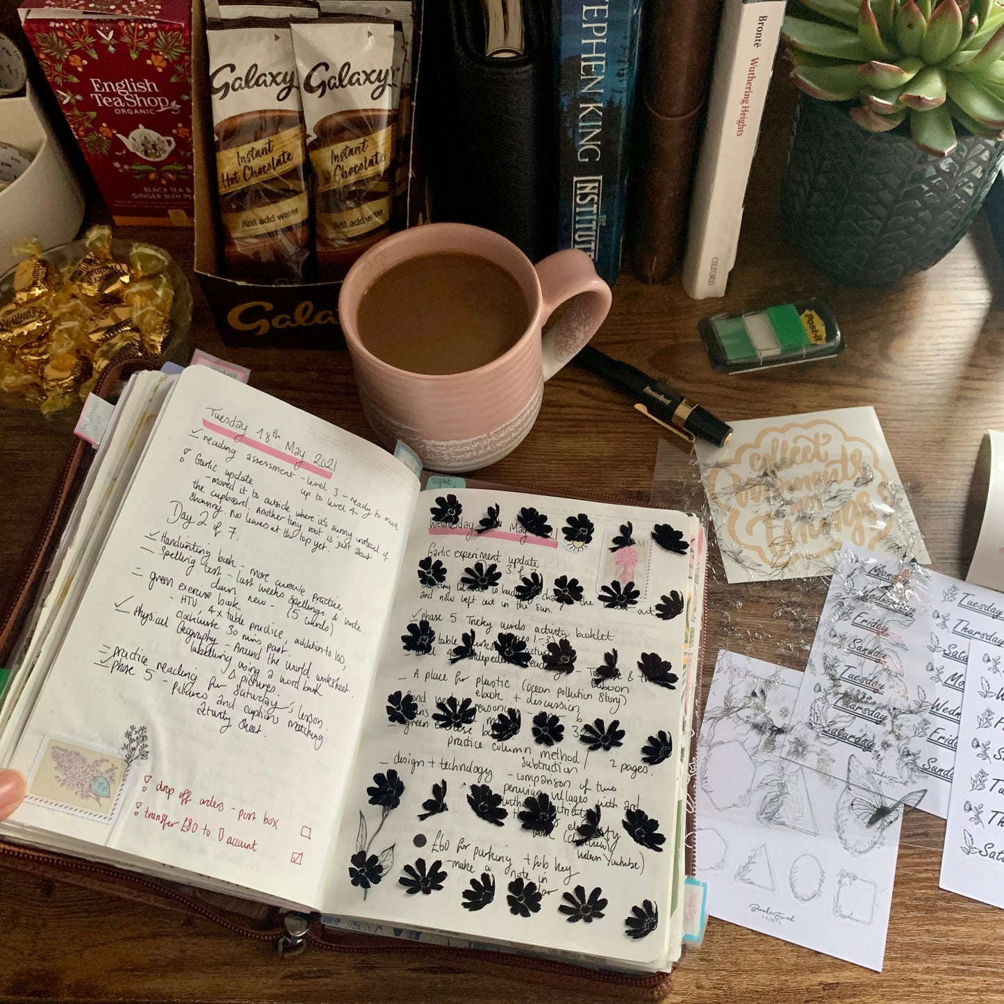 Black Flowers Acetate Planner Dashboard - Petite