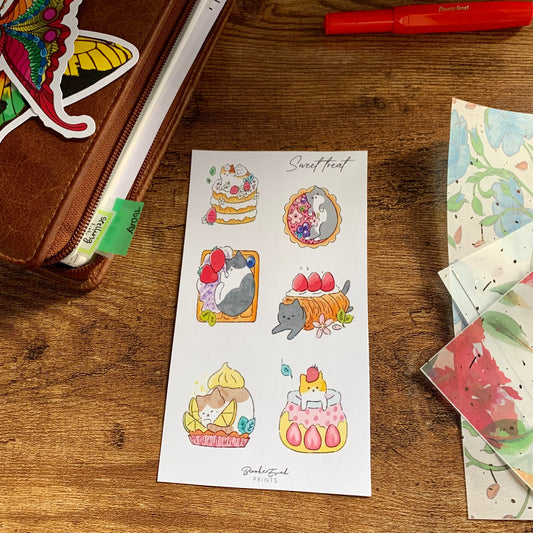 Cute Hand drawn Cat Stickers - Sweet Treat