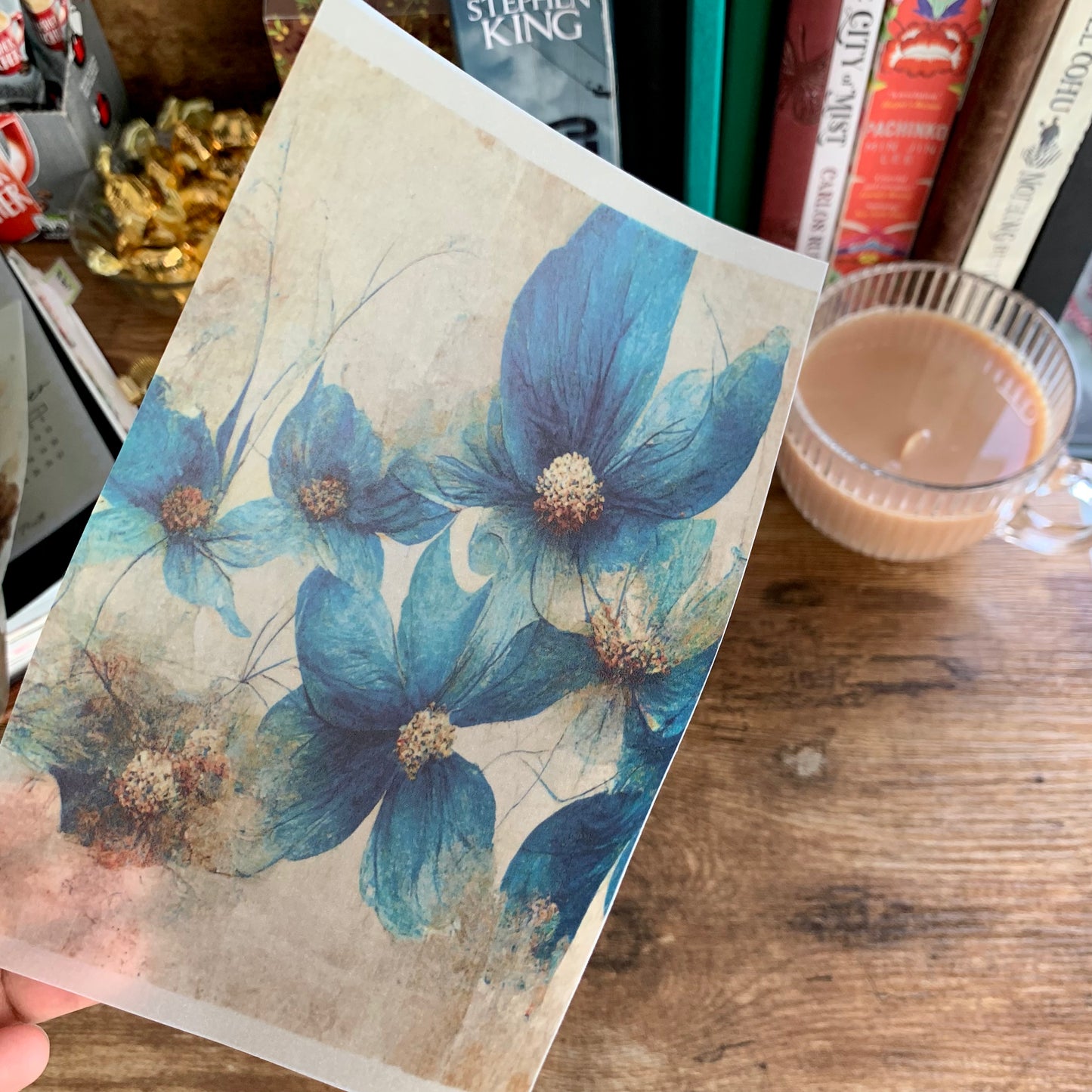 Watercolour Blue Flowers With Brown leaves - Vellum Planner Dashboard - Dreaming of you 🍂