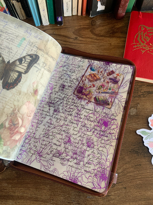 Purple Foiled Botanical Floral Vellum X Acetate Planner Dashboard - Eliza II