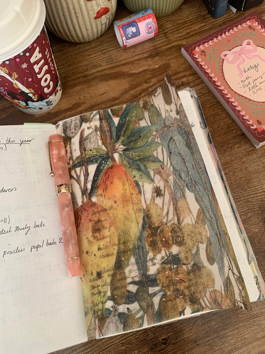 Watercolor Glitter Foliage - Vellum Planner Dashboard - Pink Foil accents - Herbage