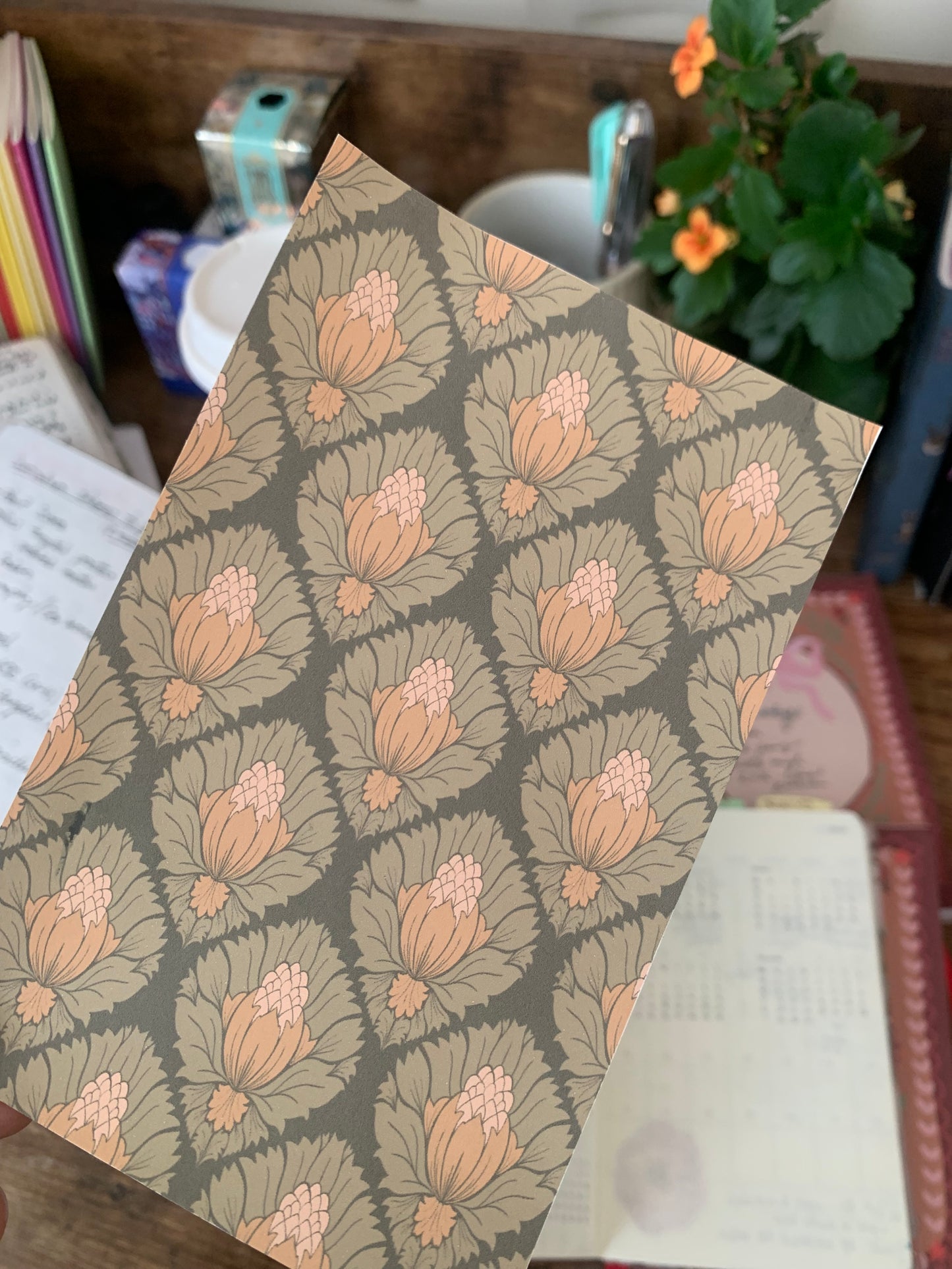 Emerald Tomoe River Paper Vintage Floral Print Planner Dashboards- Earth