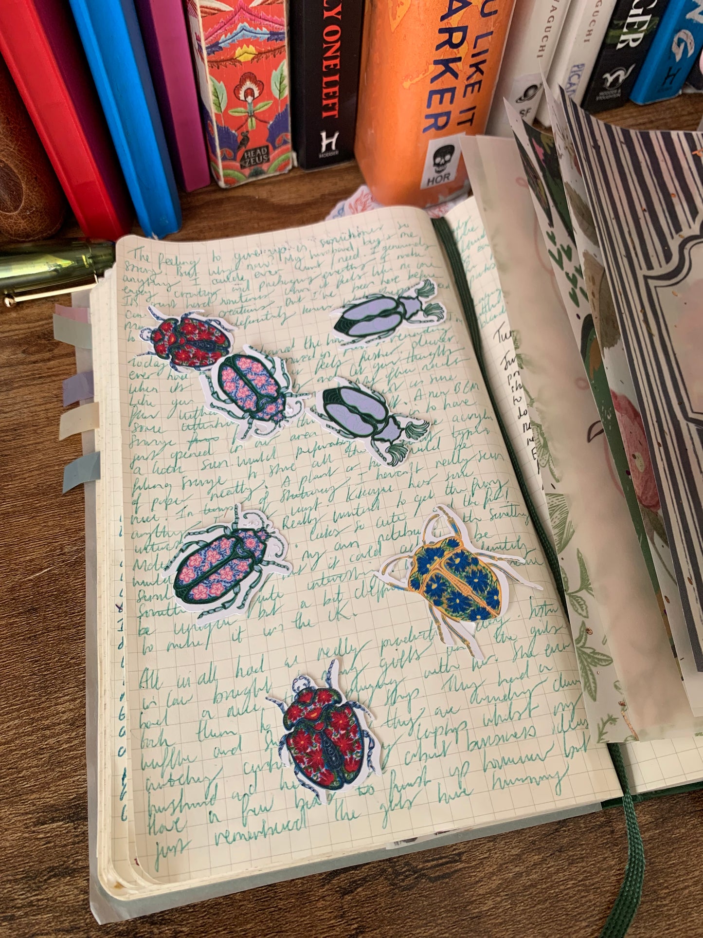 Hand Painted Decadent Beetle Sticker Flakes - Set of 8 - Queen Bugs
