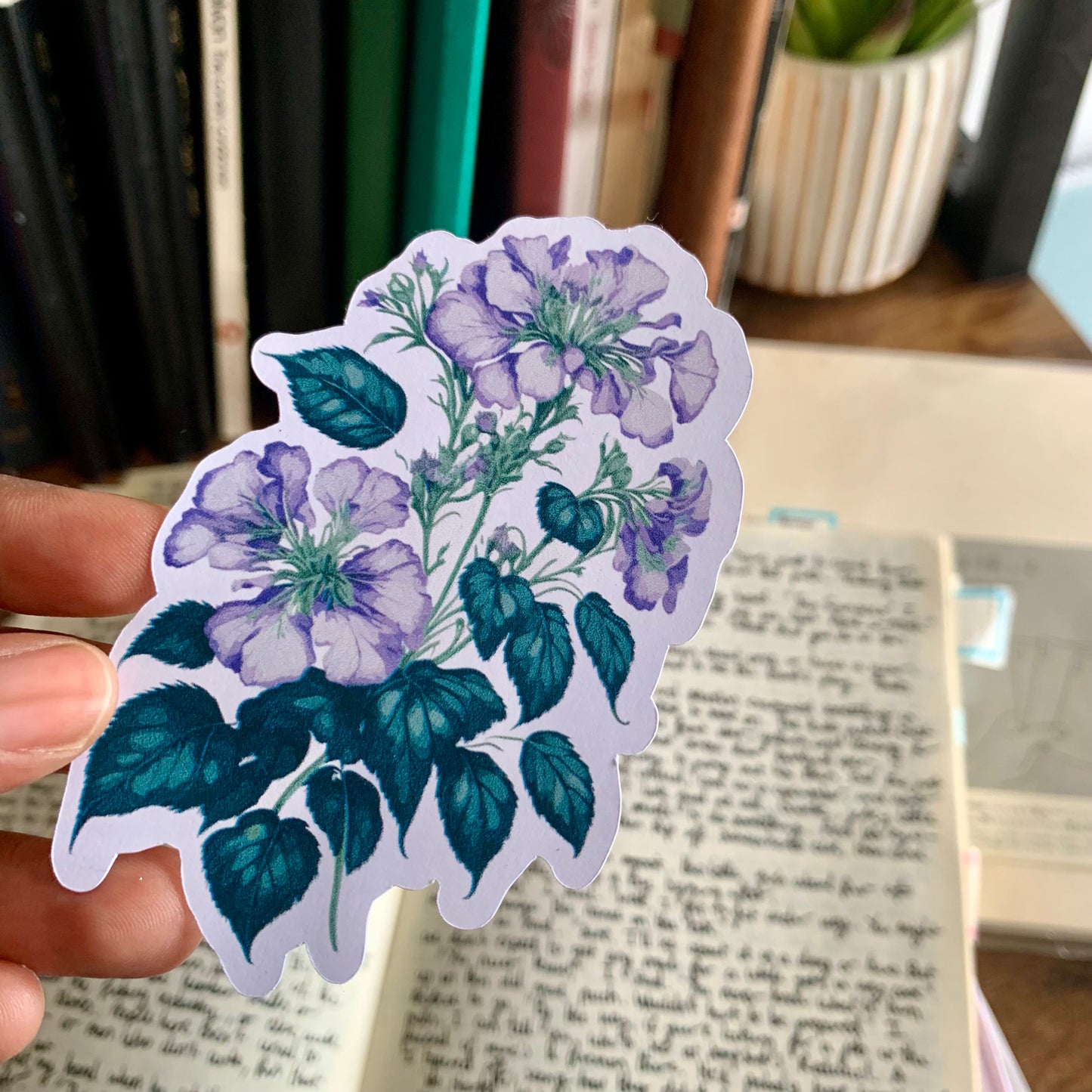 Gorgeous Purple Geranium Floral Bouquet Sticker Flake - Gertie