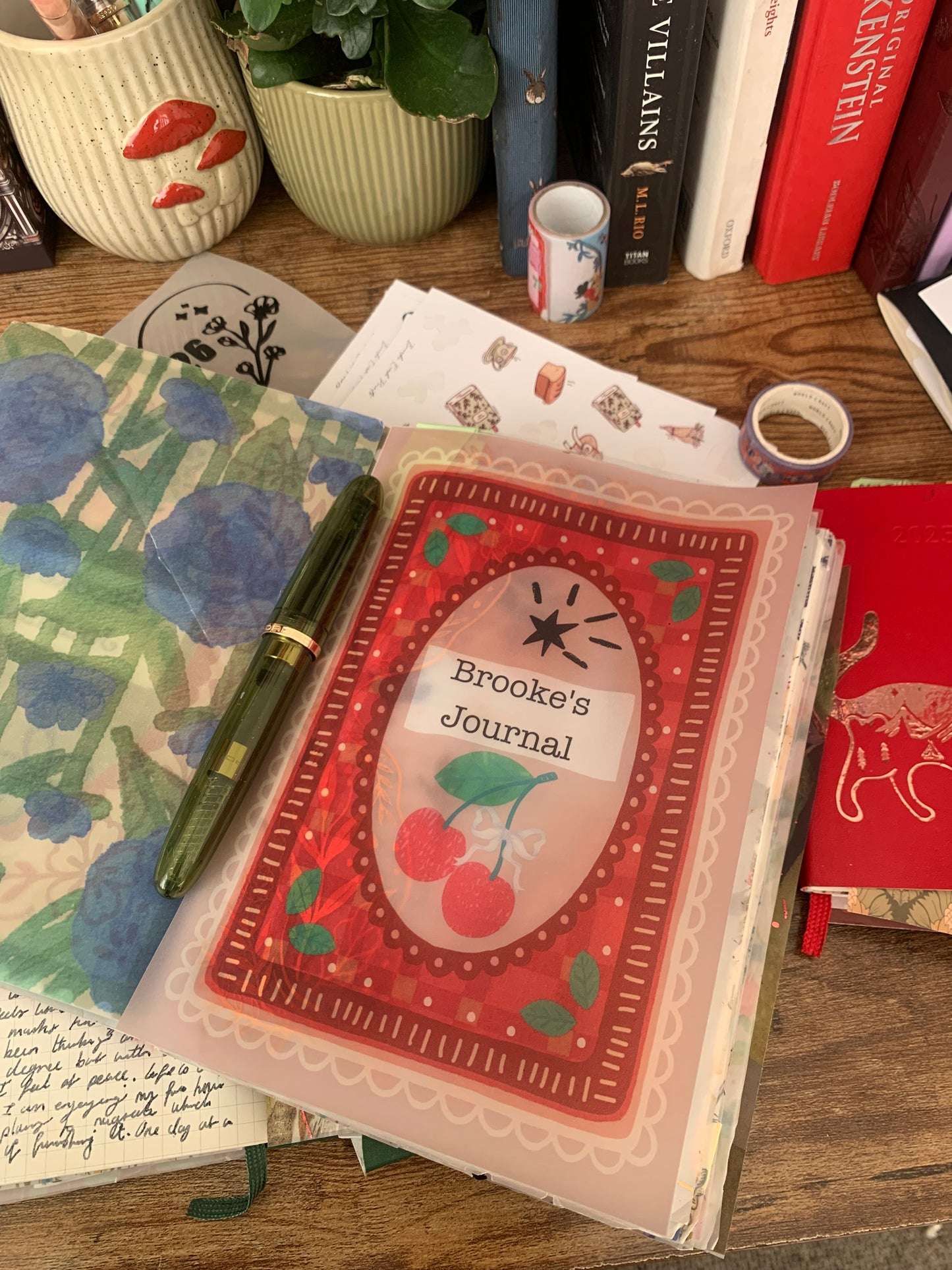 Red Cherry Custom name Cover Page for Journal or Planner - Scrapbooking Paper - Cherry Dreams