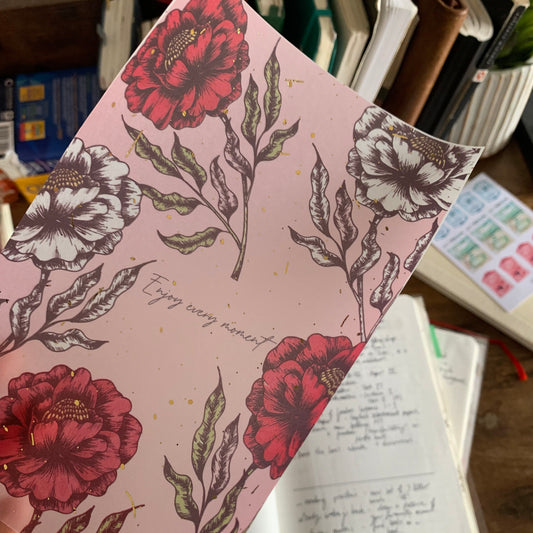 Pink and Red Hand Drawn vintage Foiled Floral Vellum Planner Dashboard - Enjoy Every Moment