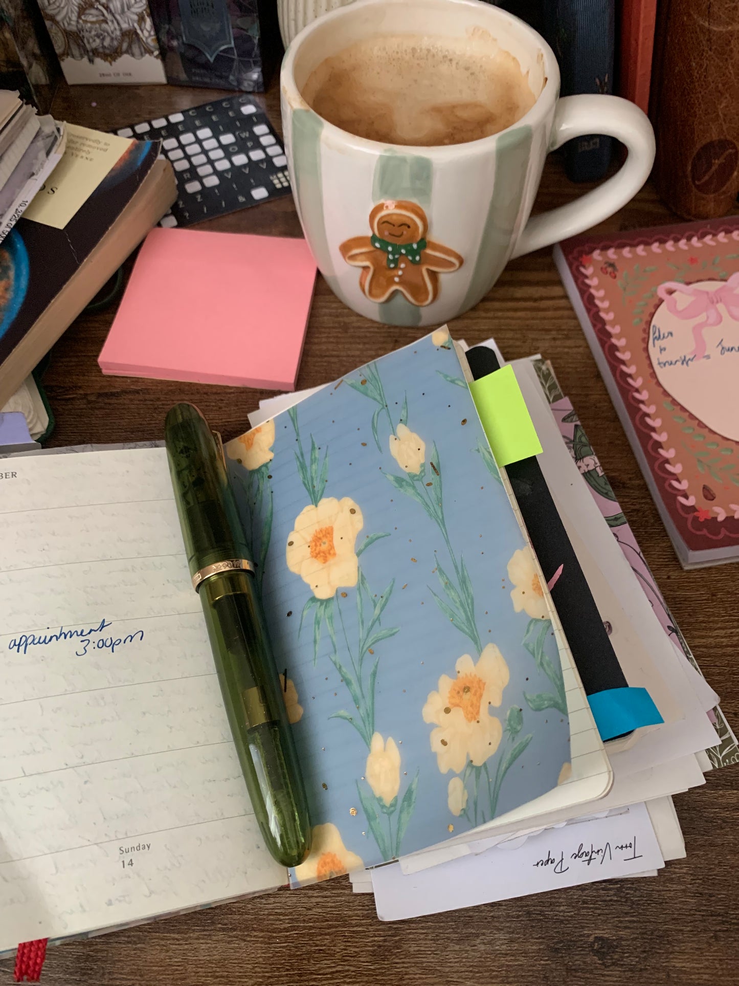 Blue Watercolor with Golden Flowers -Vellum Planner Dashboard - Gold Foil accents - Indigo Blue