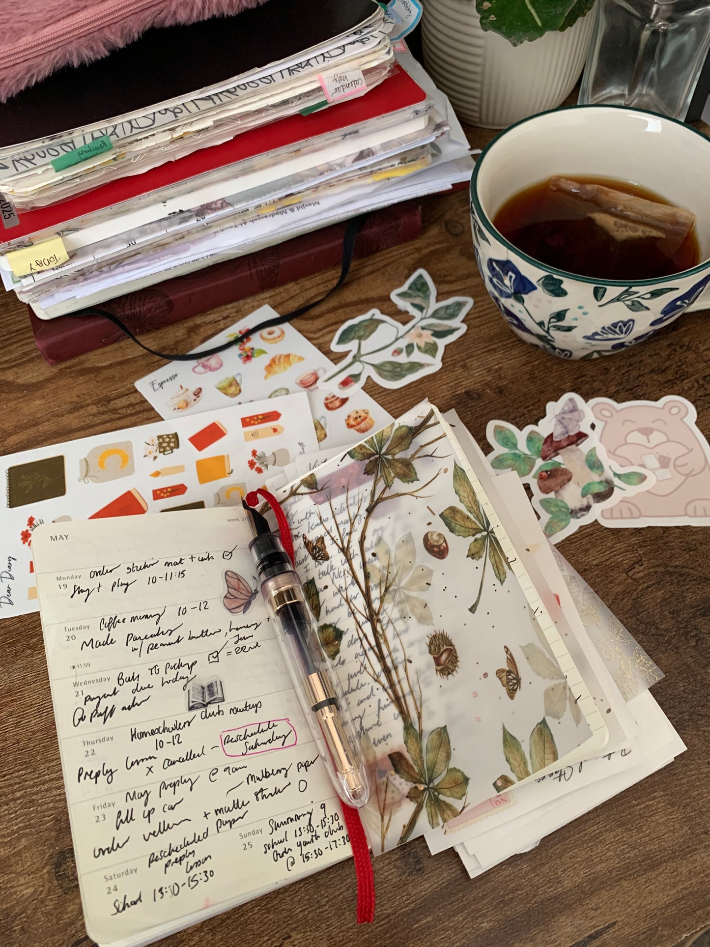Forest and Acorns, Watercolour drawing, Brown Butterflies • Hand drawn • Printed Foiled Vellum Planner Dashboard- A Trip to the Woods