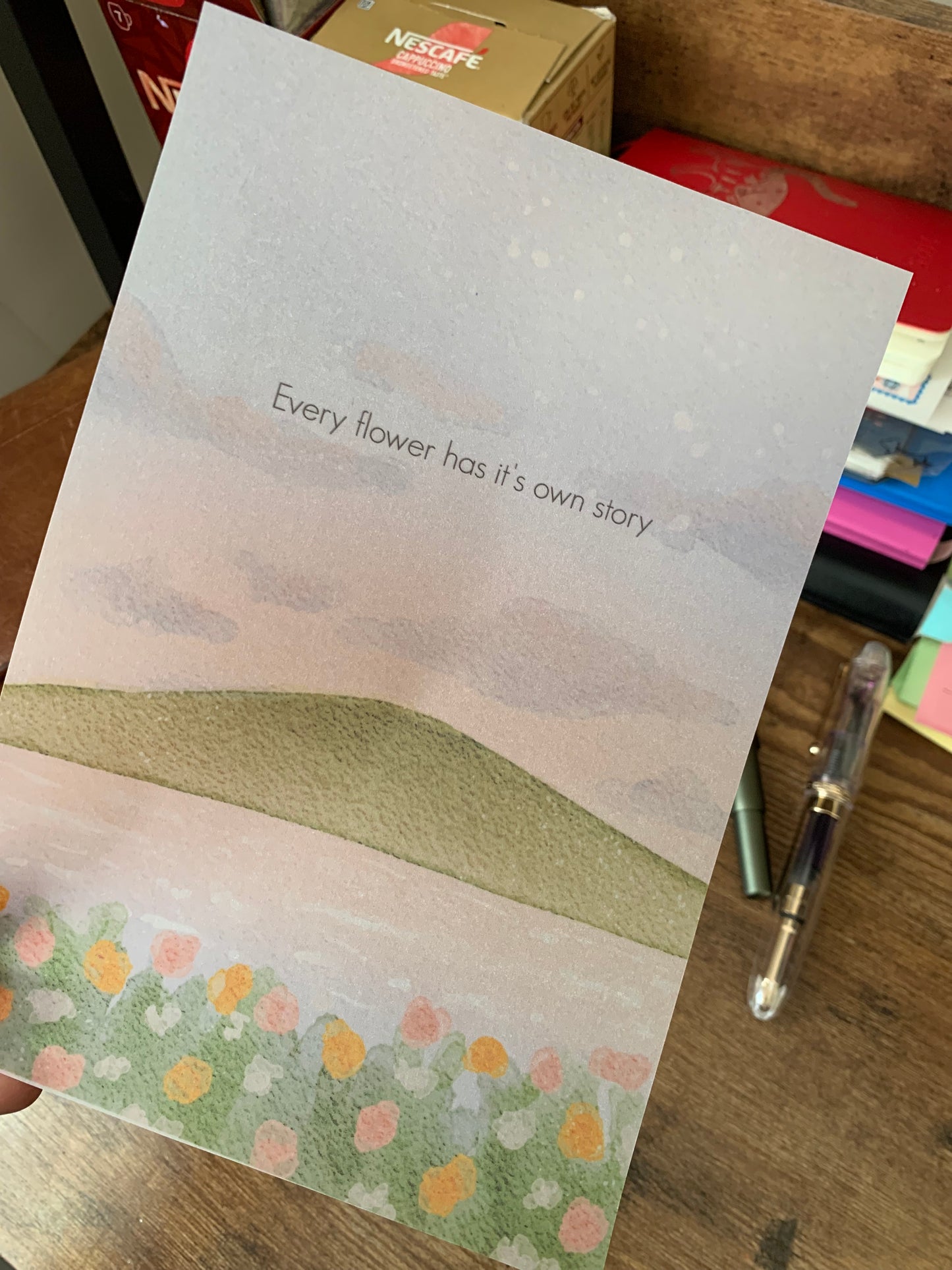 Watercolour Lake• Motivational Quote• Hand Drawn Vellum Planner Dashboard  • Every flower has it’s own Story