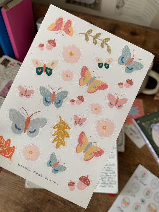 Autumn Butterflies ✨ Bullet Journal Stickers • Hand drawn -  Scrapbook Clear Stickers - Fall Butterflies