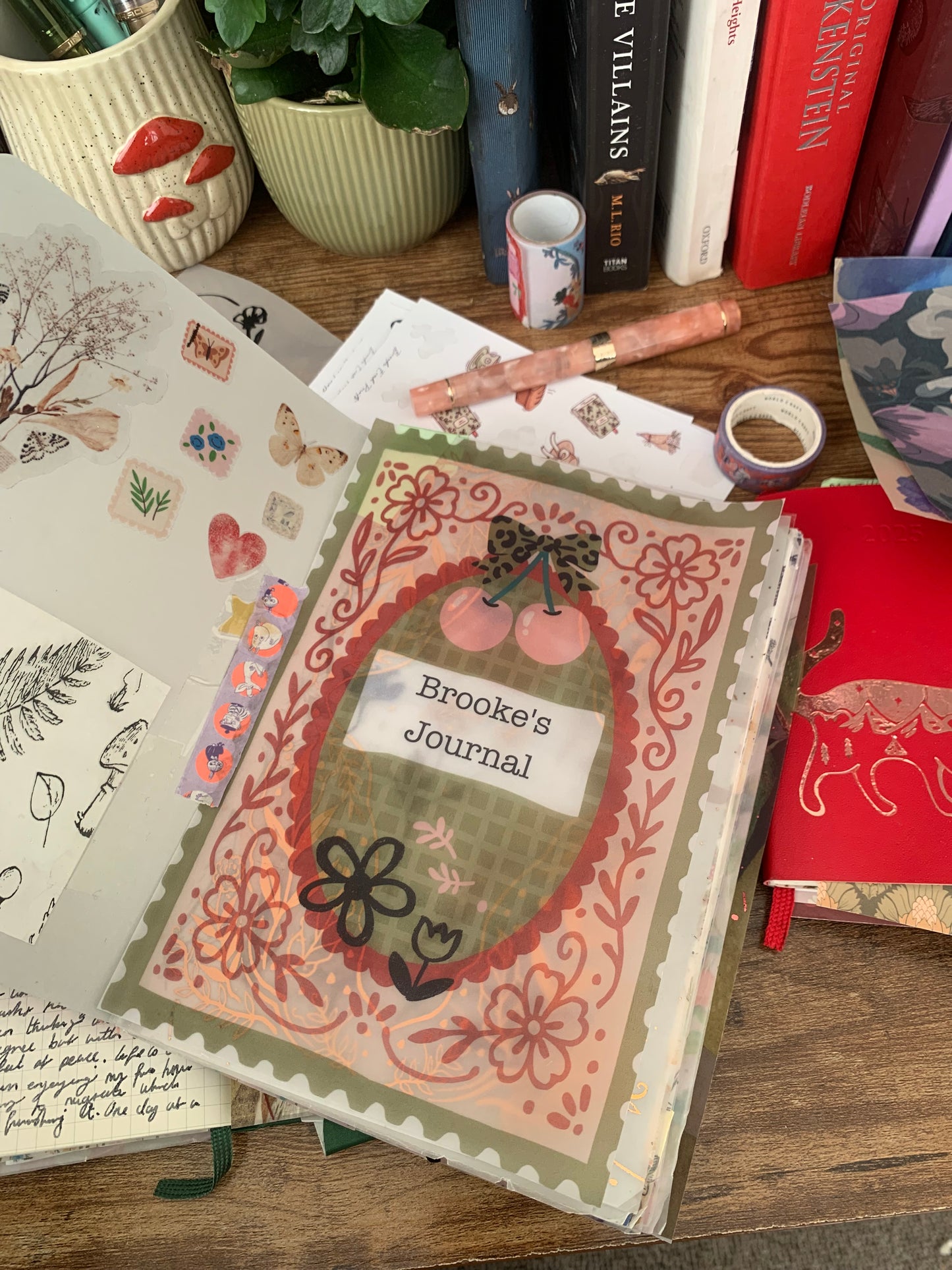 Green Cherry Custom name Cover Page for Journal or Planner - Scrapbooking Paper - Rise and Shine