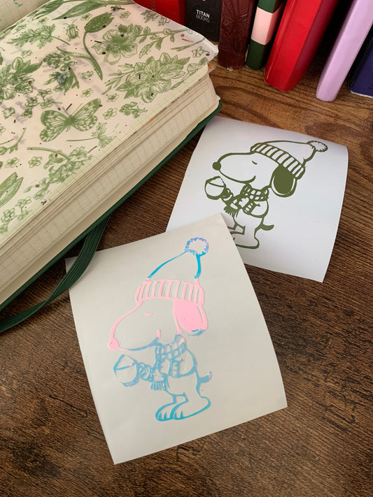 Black Friday Freebie 3 💚✨ Winter Snoopy Inspired Vinyl Sticker Decal
