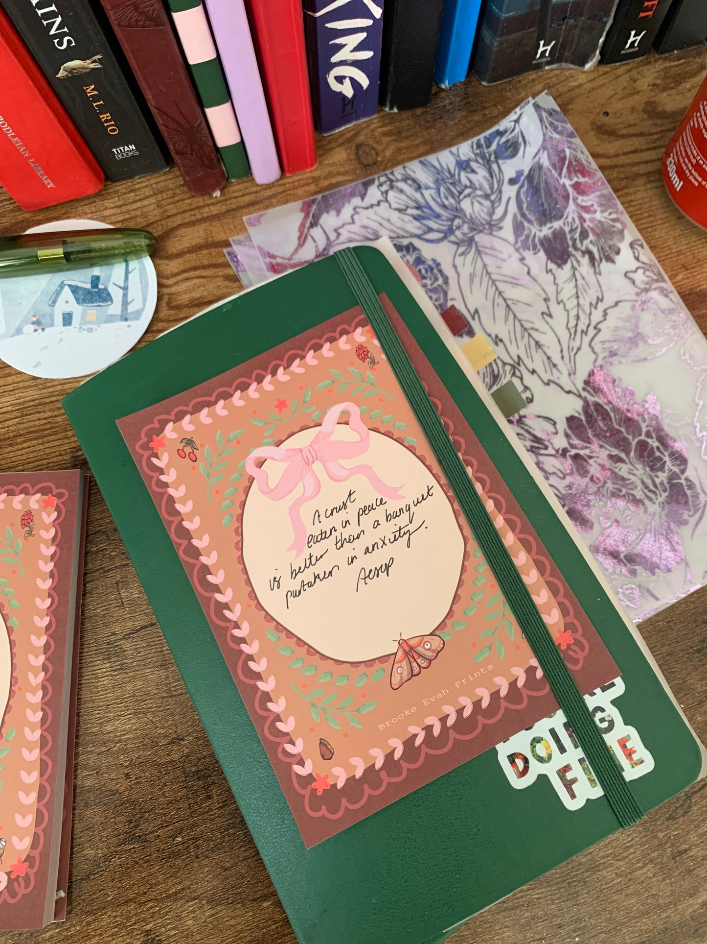 Chocolate Brown Whimsical Fairy Tale Style Autumn Fall Notepad - Brooke Evah Prints - Scribble Pad - Forget me not II