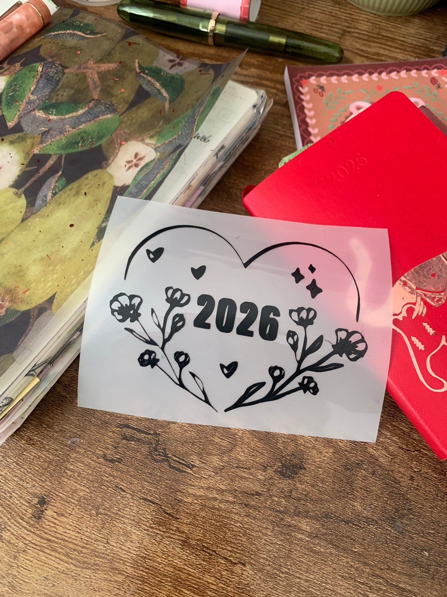 2026 Heart floral Vinyl Decal Sticker