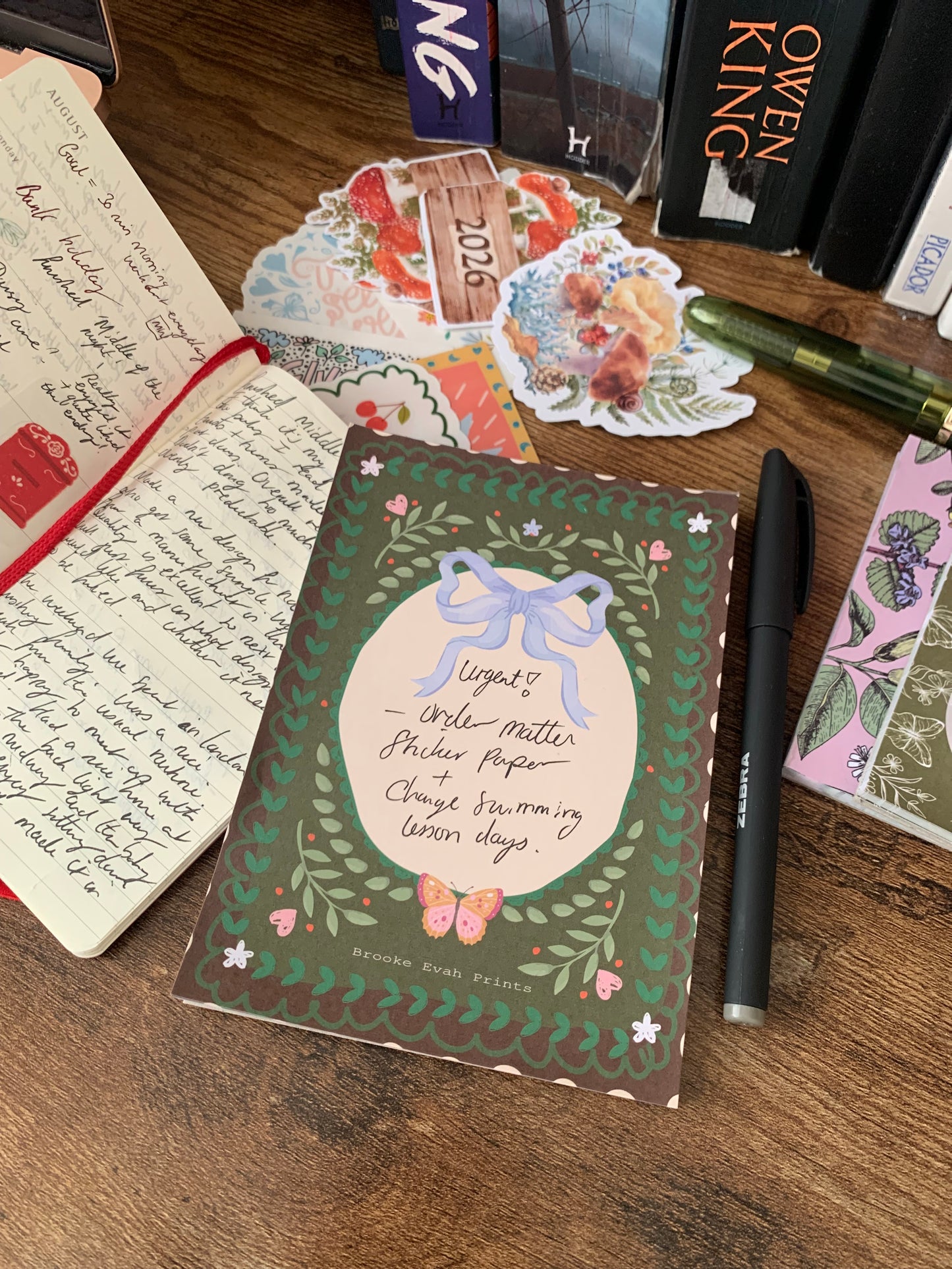 Emerald Green Whimsical Fairy Tale Style Notepad - Brooke Evah Prints - Scribble Pad - Forget me not