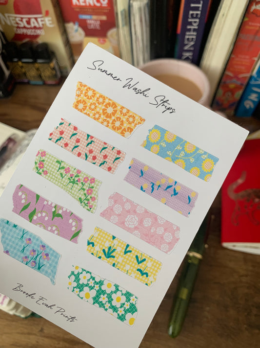 Summer Washi Strips - Bullet Journal Stickers -  Washi Tape Planner Stickers