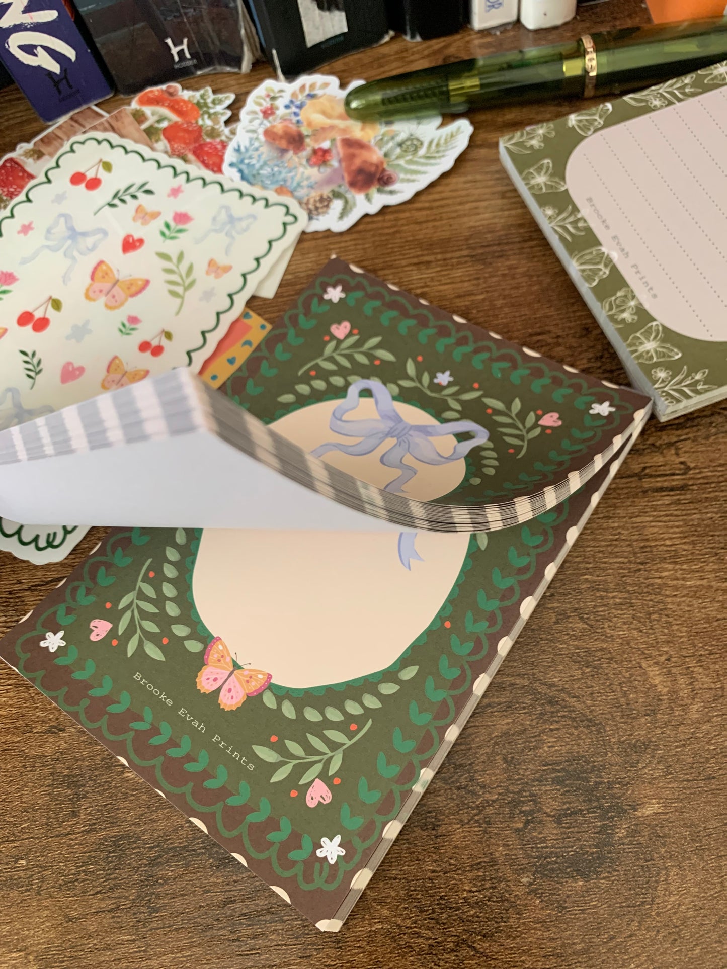 Emerald Green Whimsical Fairy Tale Style Notepad - Brooke Evah Prints - Scribble Pad - Forget me not