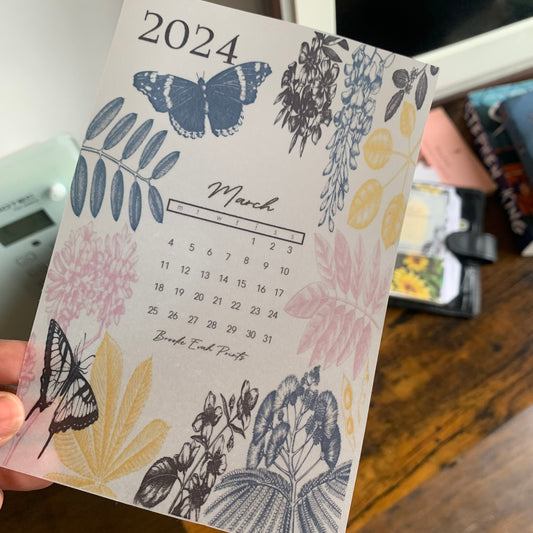 FREE download March 2024 Calendar Card - A6 SIZE