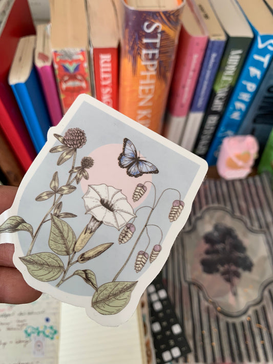 Teal Hand Drawn Botanical Sticker Flake -Transparent Sticker - The Botanist