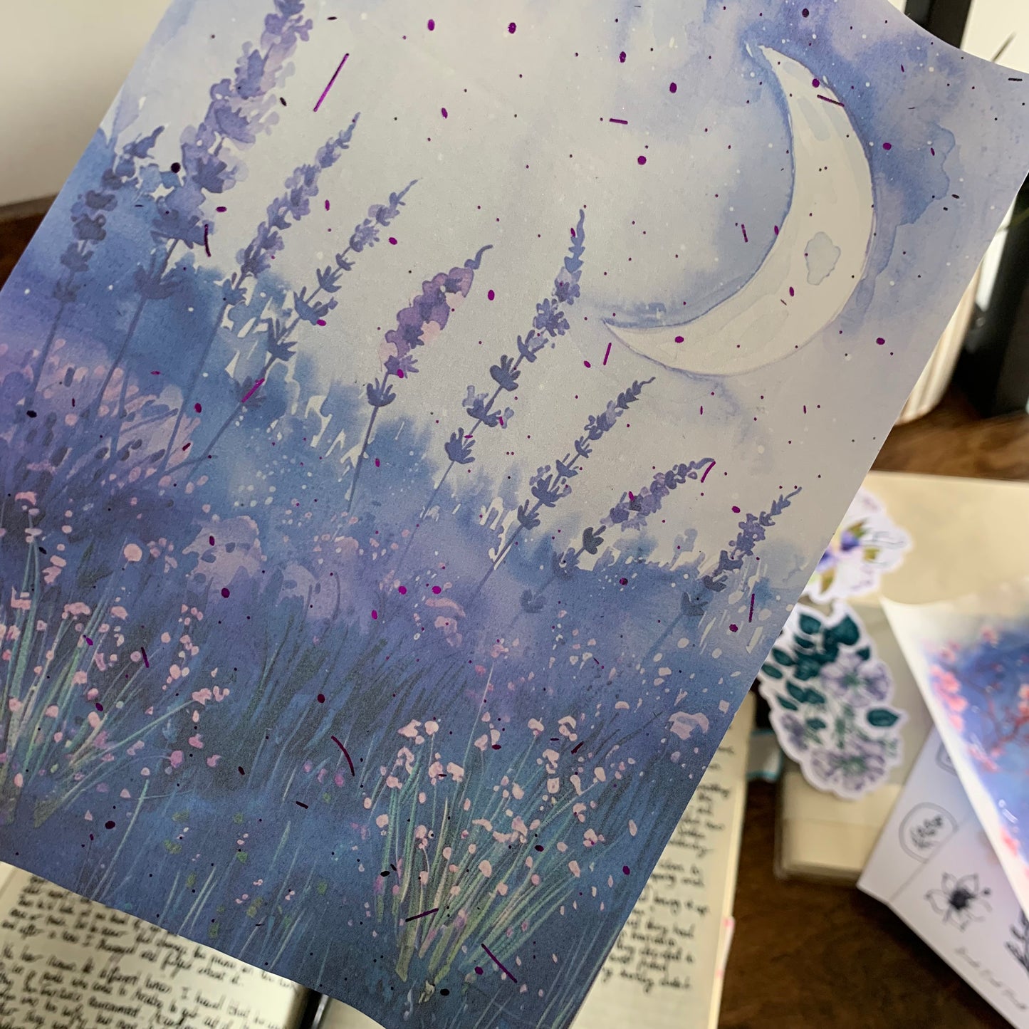 Purple foiled Moon watercolor Vellum Planner Dashboards - Starry Night