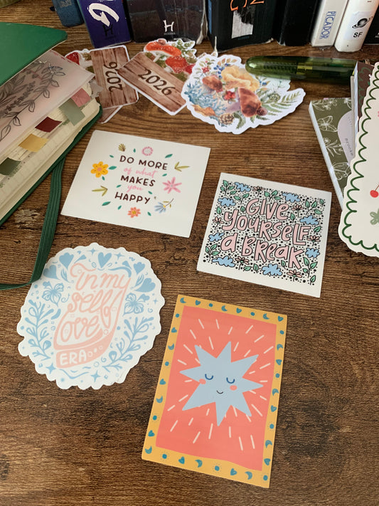 Premium Positive Vibes + Self Love Sticker Flakes - Pack of 4