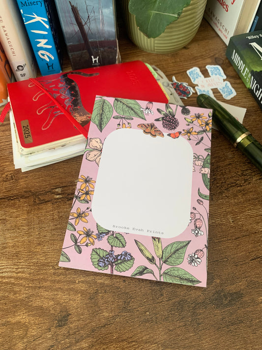 Botanical Pink Vintage Themed Notepad - Brooke Evah Prints - Scribble Pad - Blush Botanicals
