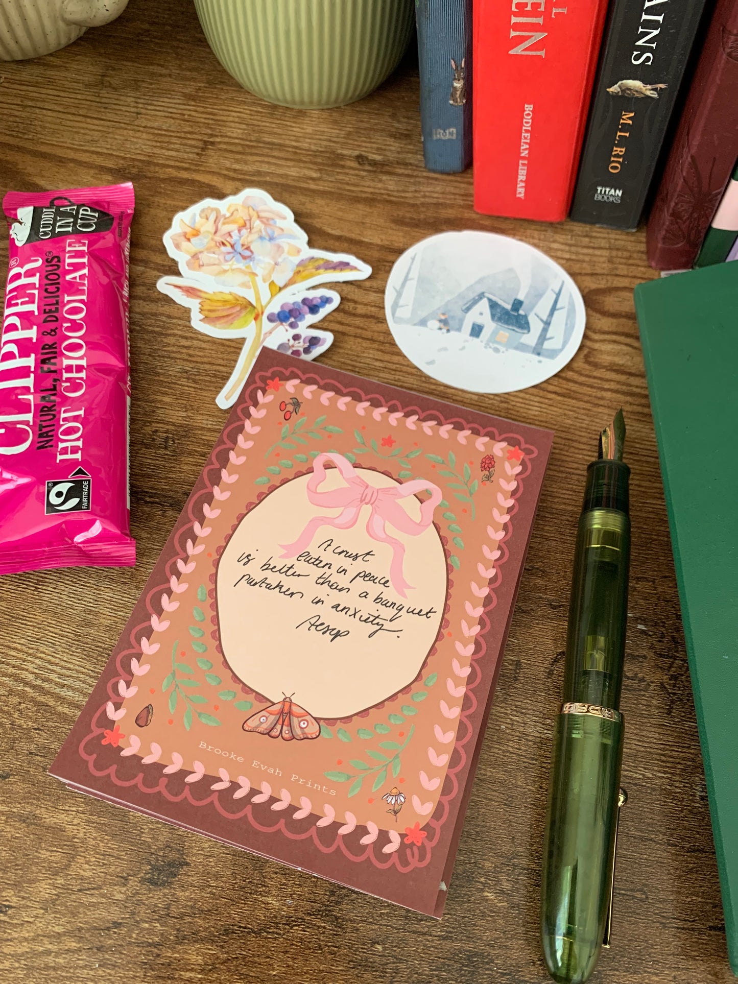 Chocolate Brown Whimsical Fairy Tale Style Autumn Fall Notepad - Brooke Evah Prints - Scribble Pad - Forget me not II