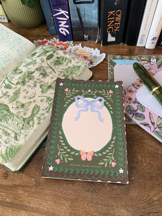 Emerald Green Whimsical Fairy Tale Style Notepad - Brooke Evah Prints - Scribble Pad - Forget me not