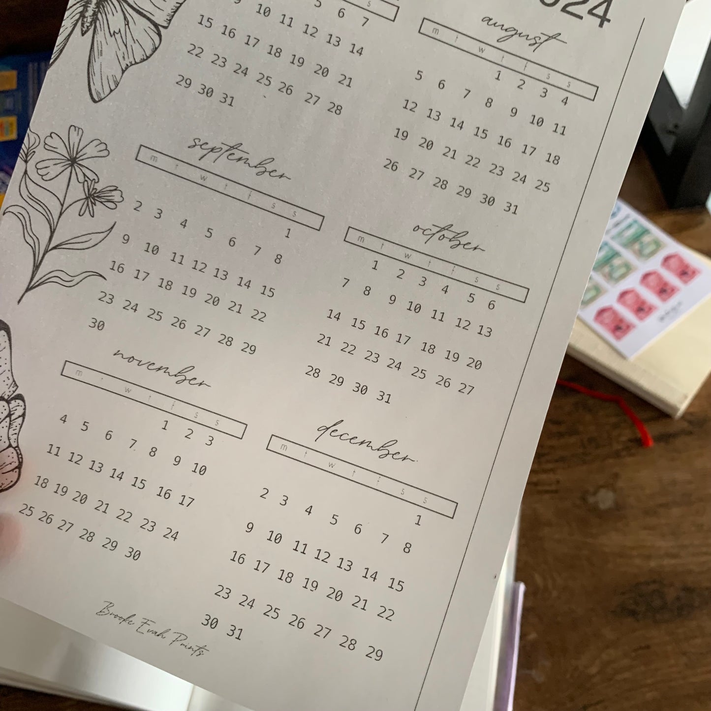 Printed Vellum X Acetate Planner Dashboards - 2024 July - December Calendar -Peekaboo Butterfly