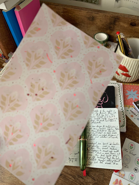 Watercolor Pink & Green Pattern - Vellum Planner Dashboard - Pink Foil accents - Lucille