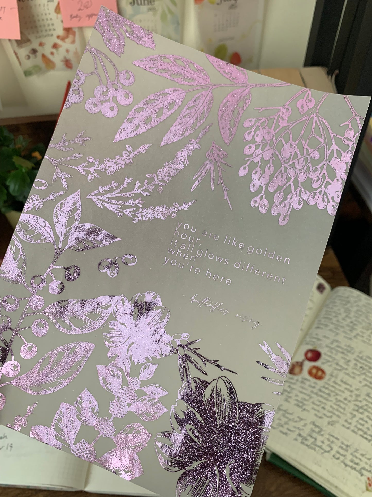 Foiled Botanical Hand Drawn Vintage Floral Vellum X Acetate Planner Dashboard - Golden Hour