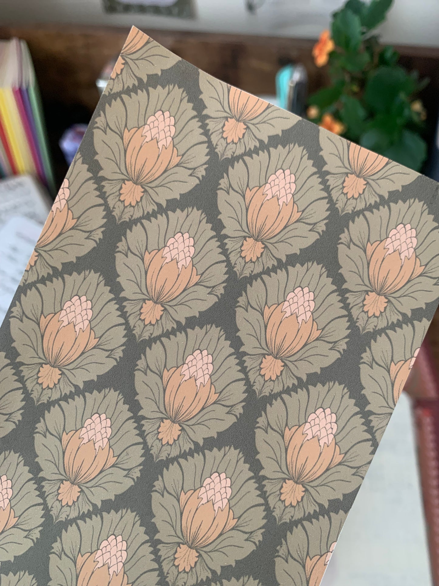 Emerald Tomoe River Paper Vintage Floral Print Planner Dashboards- Earth