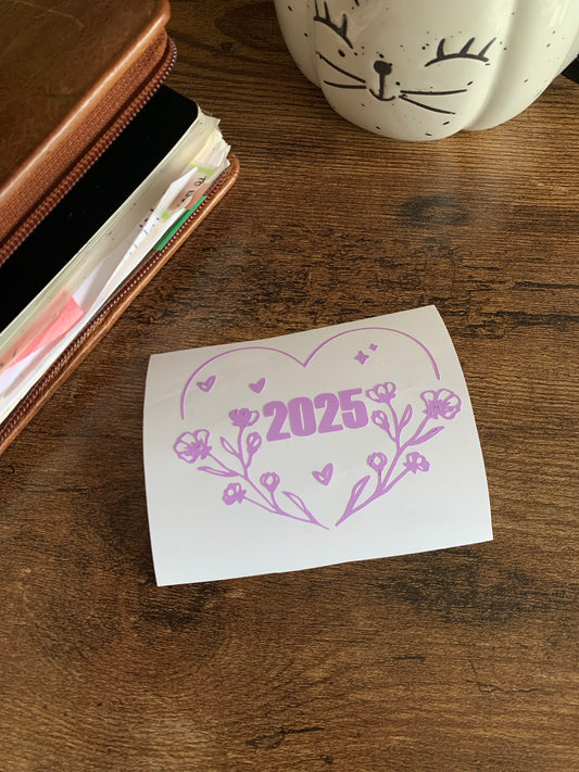 2025 Heart floral Vinyl Decal Sticker