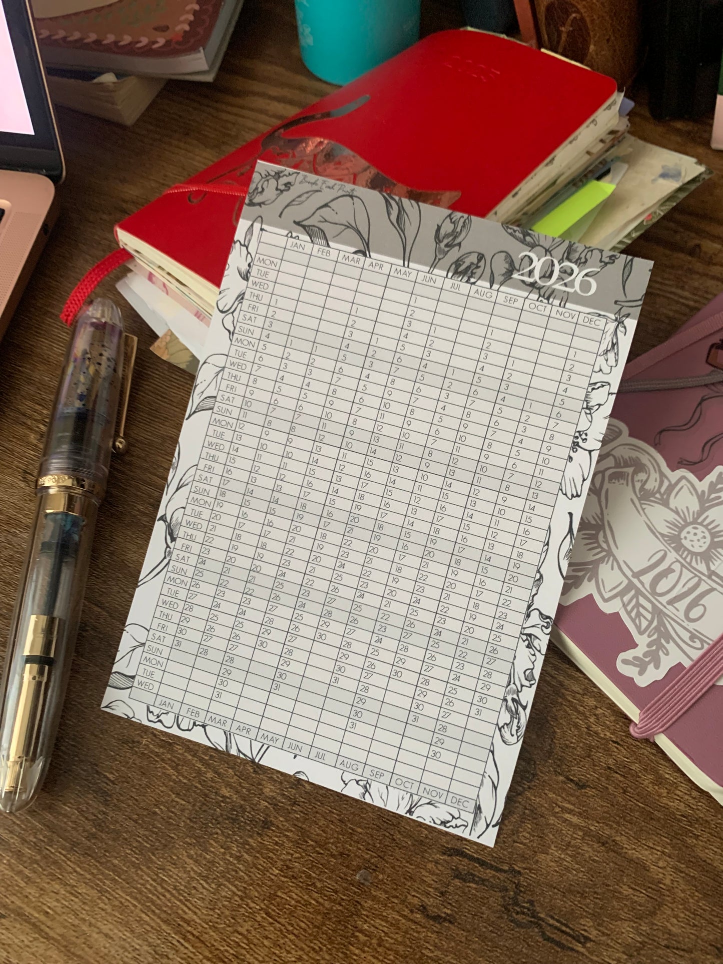 Free 2026 Year Overview Calendar - A6 Size