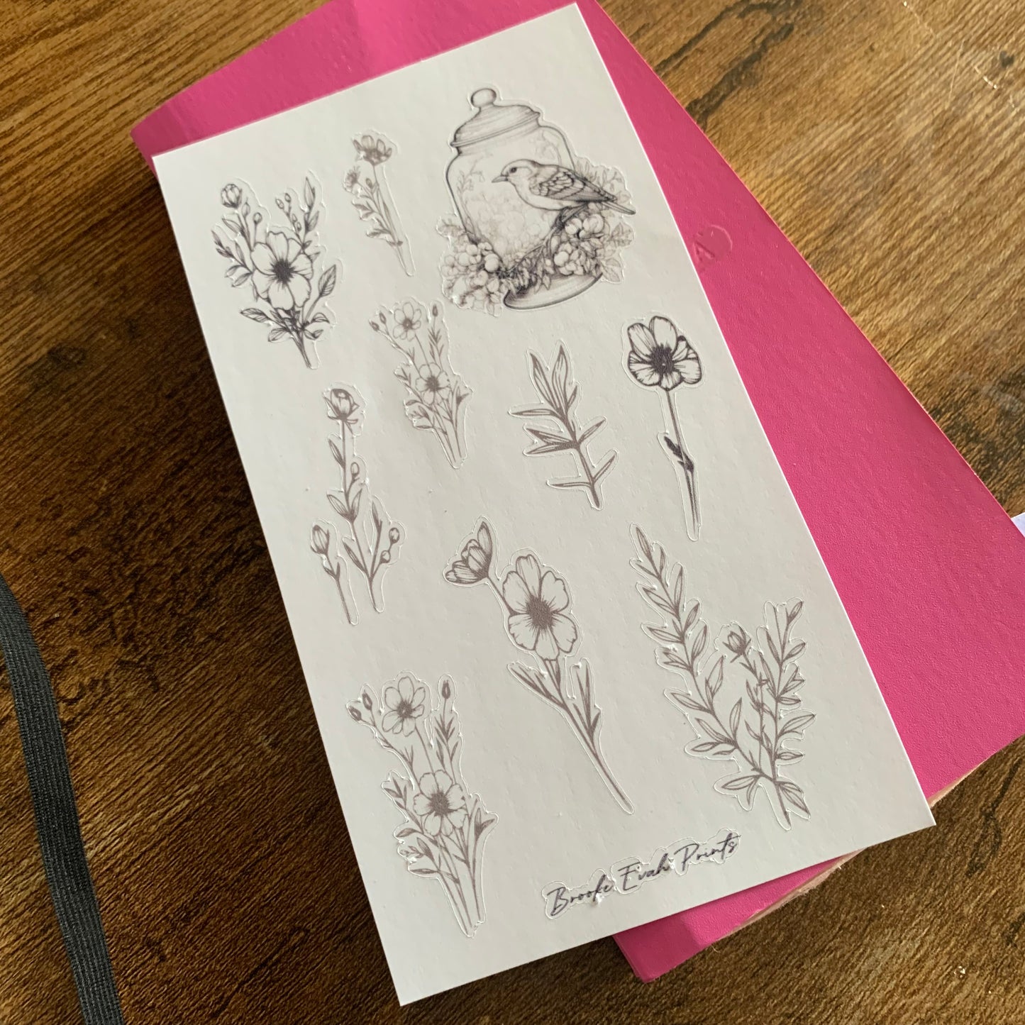 Minimal Floral vintage bird Sticker Sheet