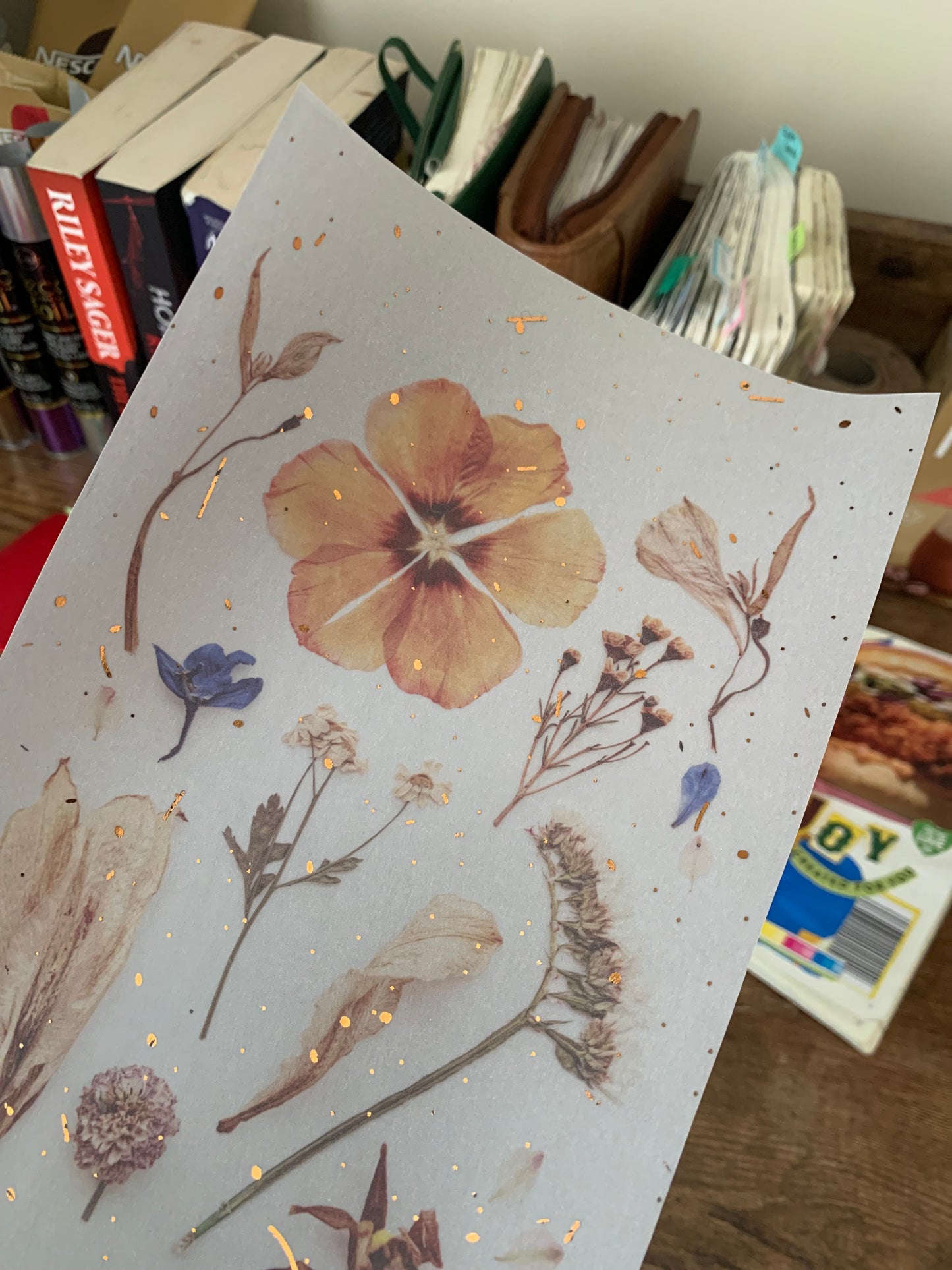 Brown hand drawn Florals • Printed Foiled Vellum Planner Dashboard- Pressed Flowers ✨
