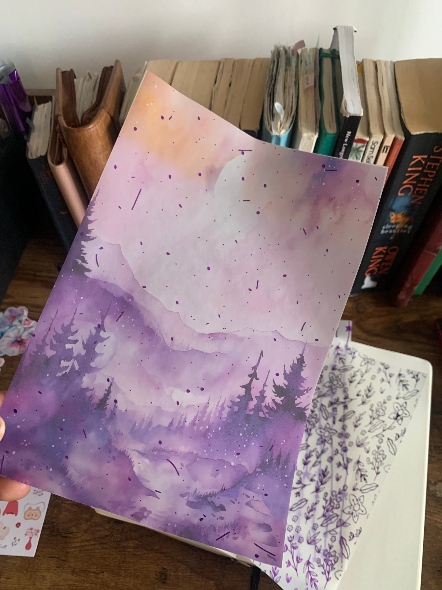 Hand drawn Purple Watercolour Mountains - Vellum Planner Dashboard - Lilac Dreams