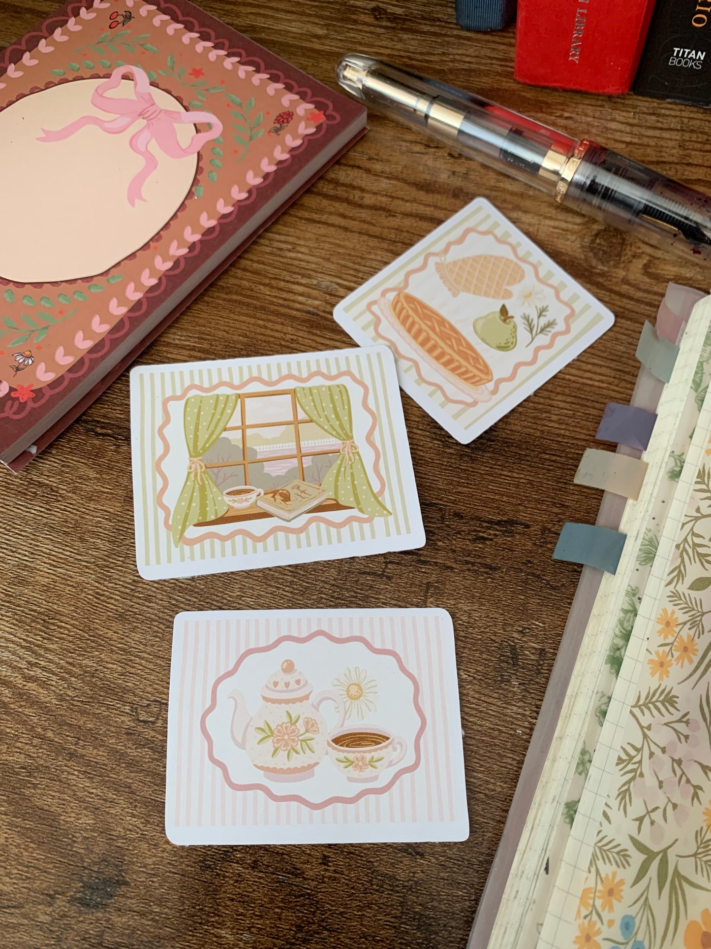 Cozy Cottage Themed Hand Drawn Sticker Flakes - Set of 3 - Cozy Moments I