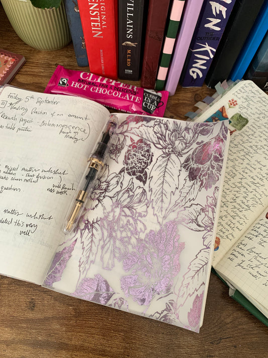 Lilac Foiled Botanical Hand Drawn Vintage & Floral Vellum X Acetate Planner Dashboard - Madeline