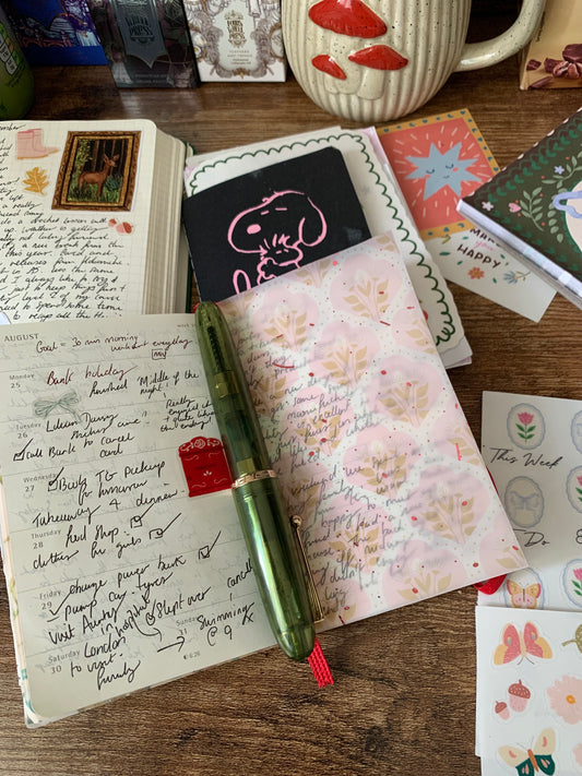 Watercolor Pink & Green Pattern - Vellum Planner Dashboard - Pink Foil accents - Lucille
