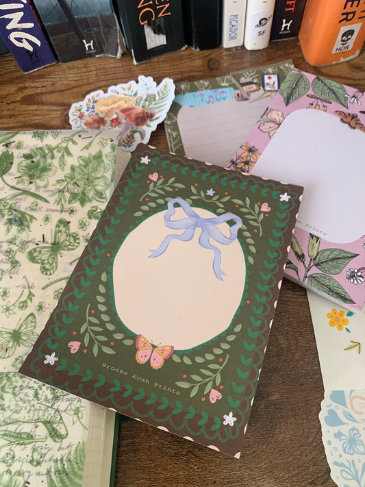 Emerald Green Whimsical Fairy Tale Style Notepad - Brooke Evah Prints - Scribble Pad - Forget me not