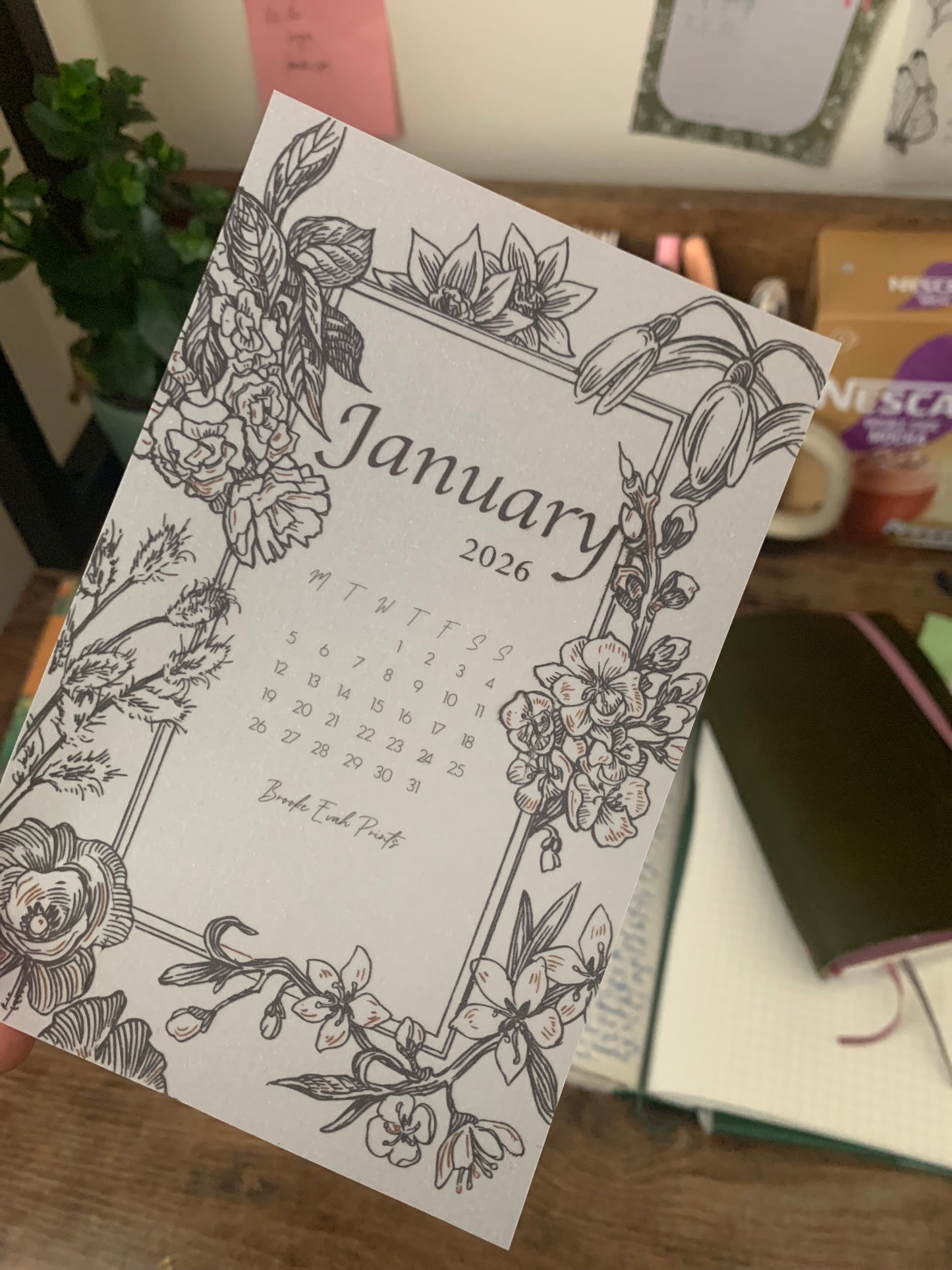 FREE download January 2026 Calendar Card