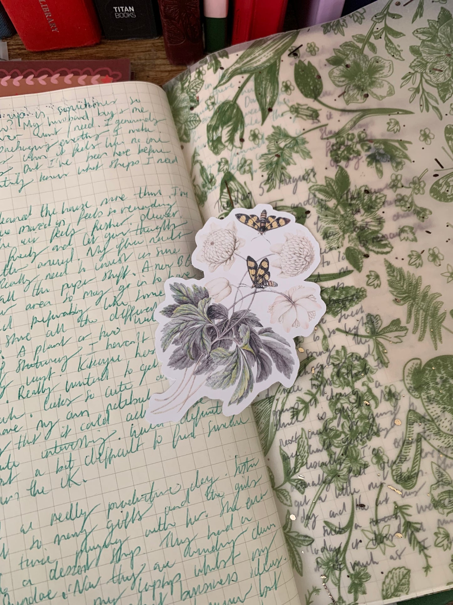 White Watercolor with Butterflies Floral Hand Drawn Sticker Flake -Matte Sticker - Xena