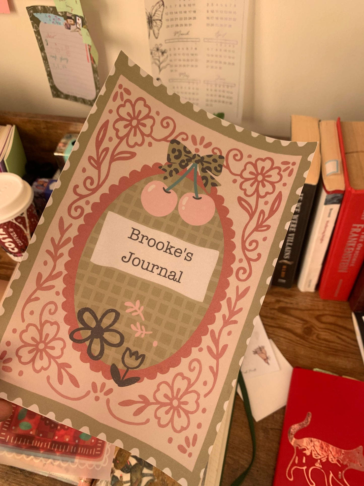 Green Cherry Custom name Cover Page for Journal or Planner - Scrapbooking Paper - Rise and Shine