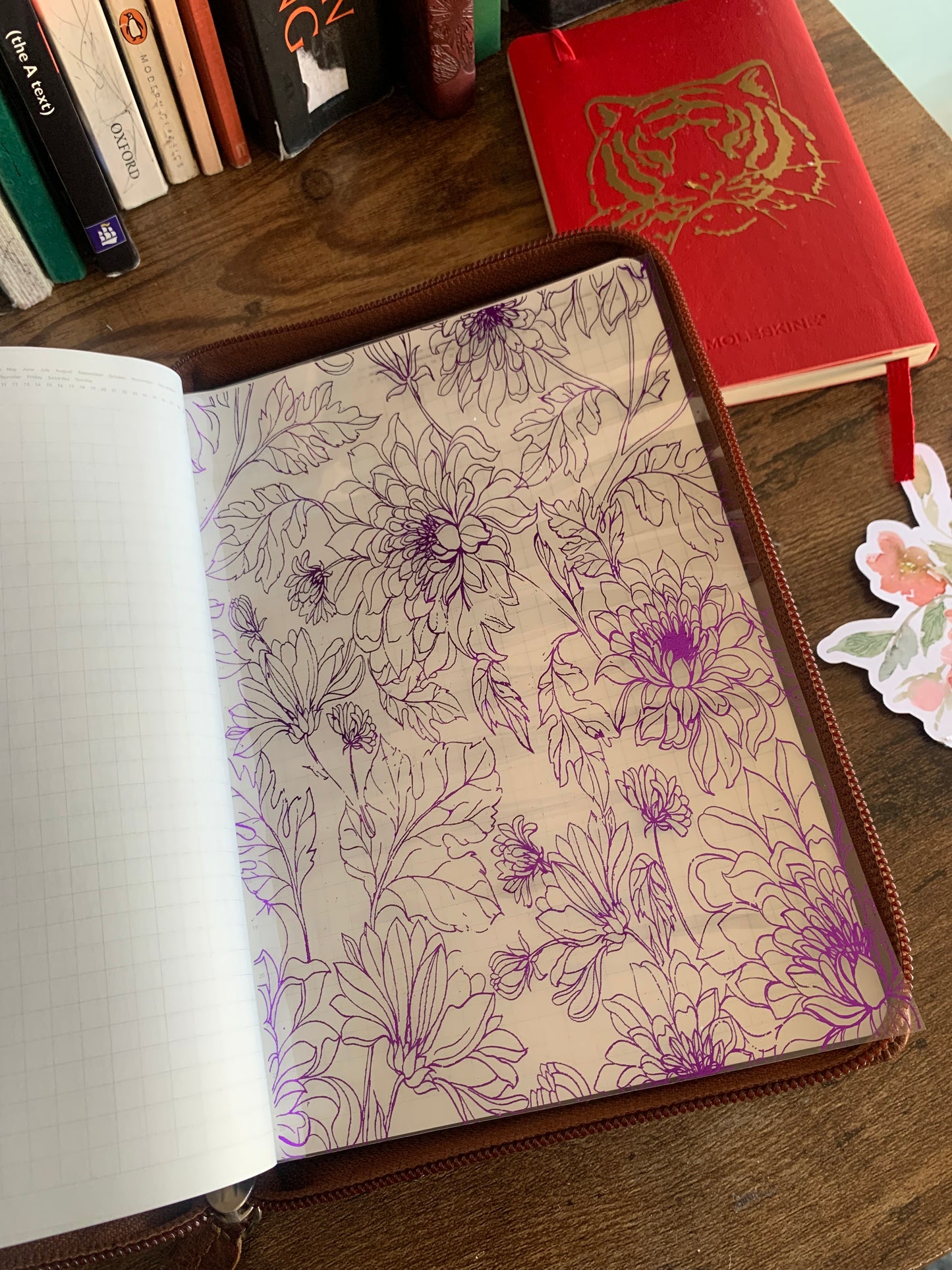 Purple Foiled Botanical Floral Vellum X Acetate Planner Dashboard - Eliza II