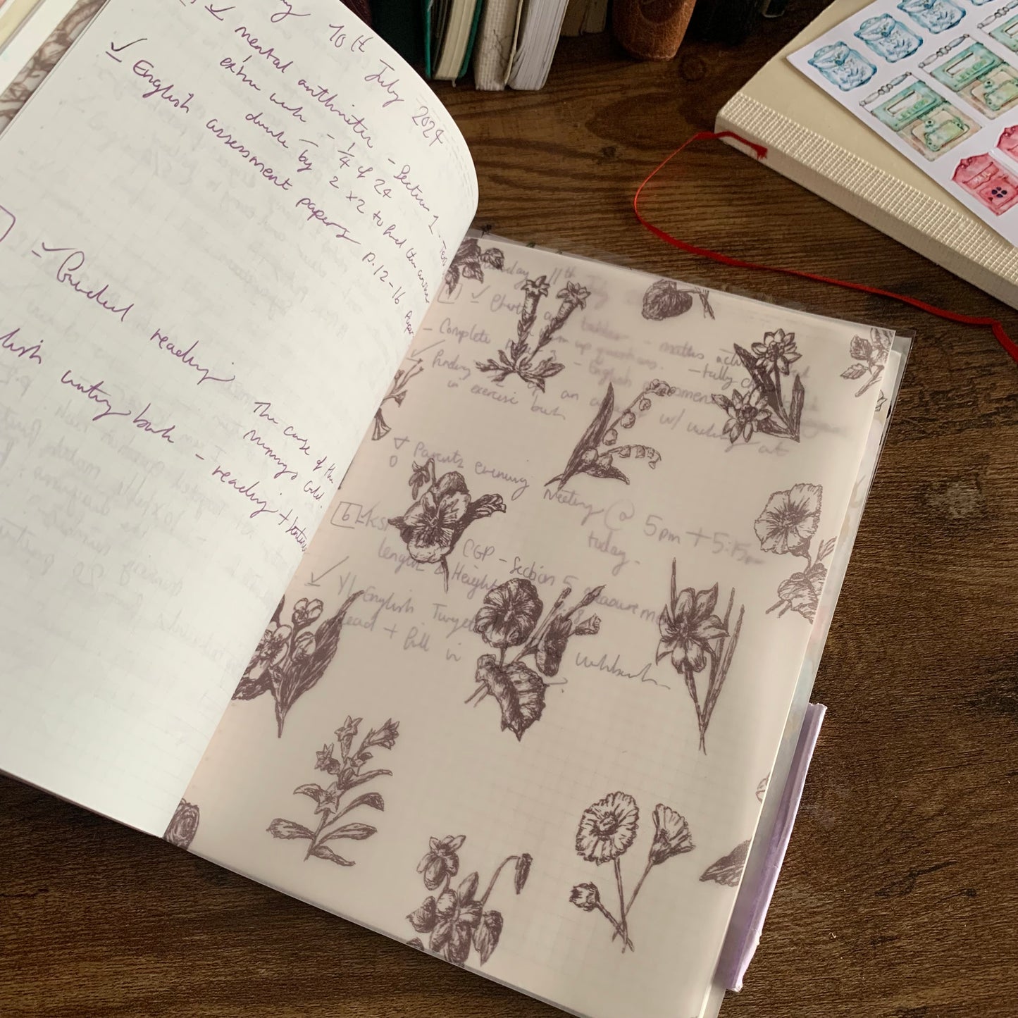 Minimal Brown Hand Drawn vintage Floral Vellum Planner Dashboard - Diamond