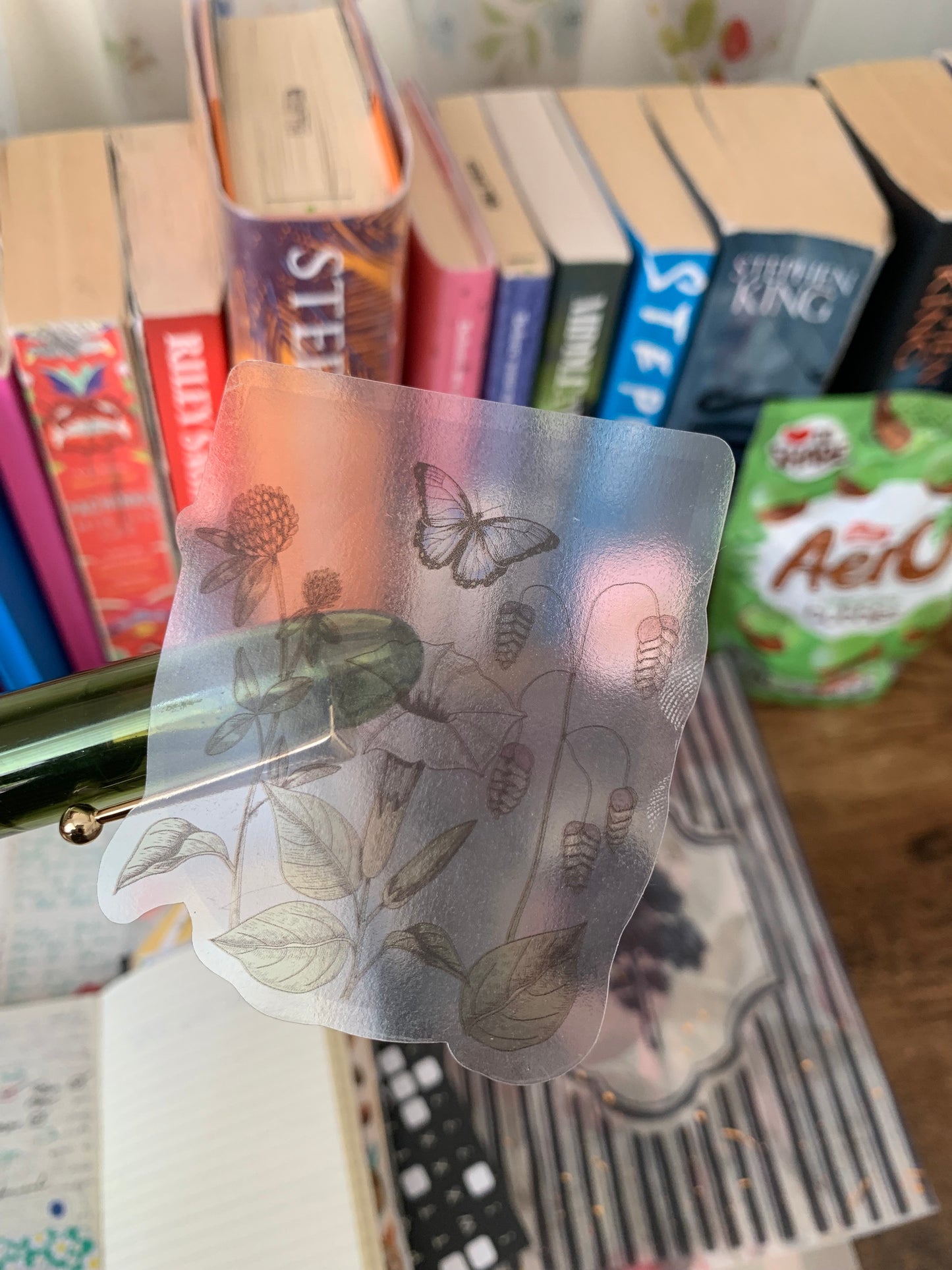 Teal Hand Drawn Botanical Sticker Flake -Transparent Sticker - The Botanist
