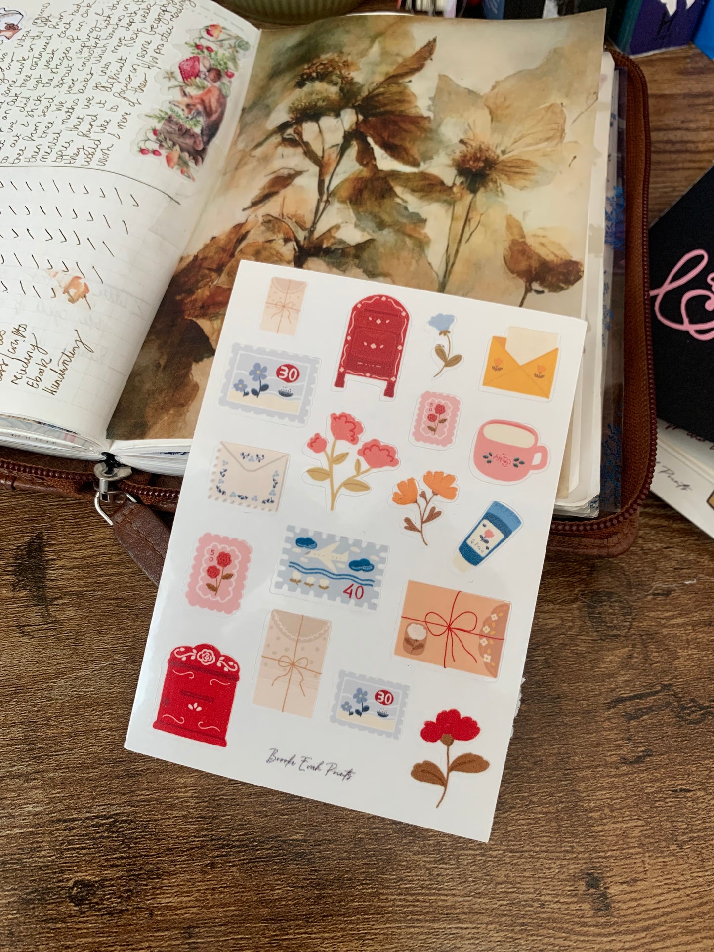 Cute Mail Stickers • Hand drawn Letters & Post Box -  Scrapbook Clear Stickers - Love Letters