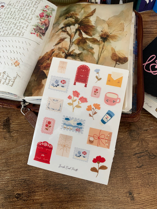 Cute Mail Stickers • Hand drawn Letters & Post Box -  Scrapbook Clear Stickers - Love Letters